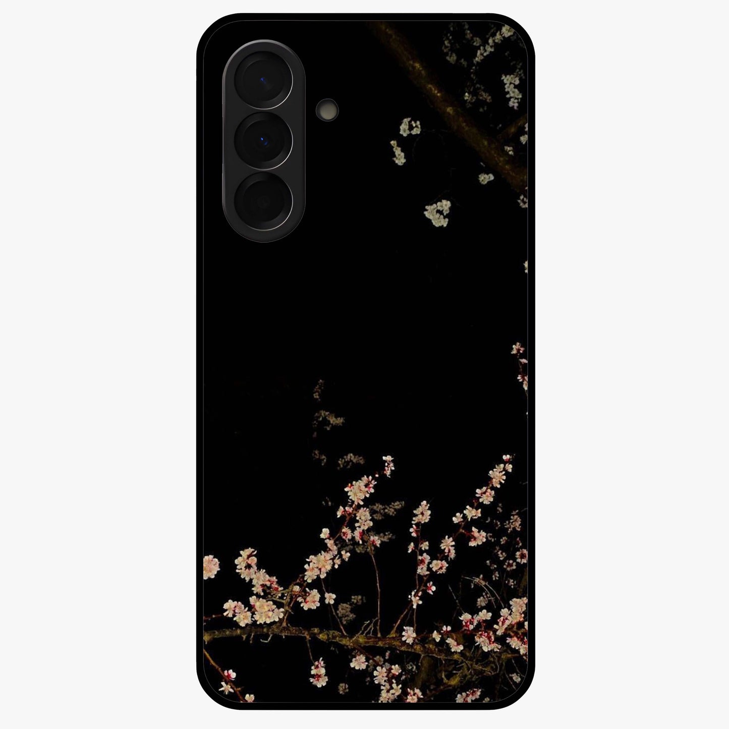 Petal Moon Light With Custom Name Glass Case showing flat back view with floral moonlight artwork and personalized name design.