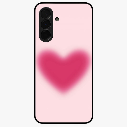 Pink Aura Heart Glass Case showing flat back view with glowing heart artwork and glossy glass finish.