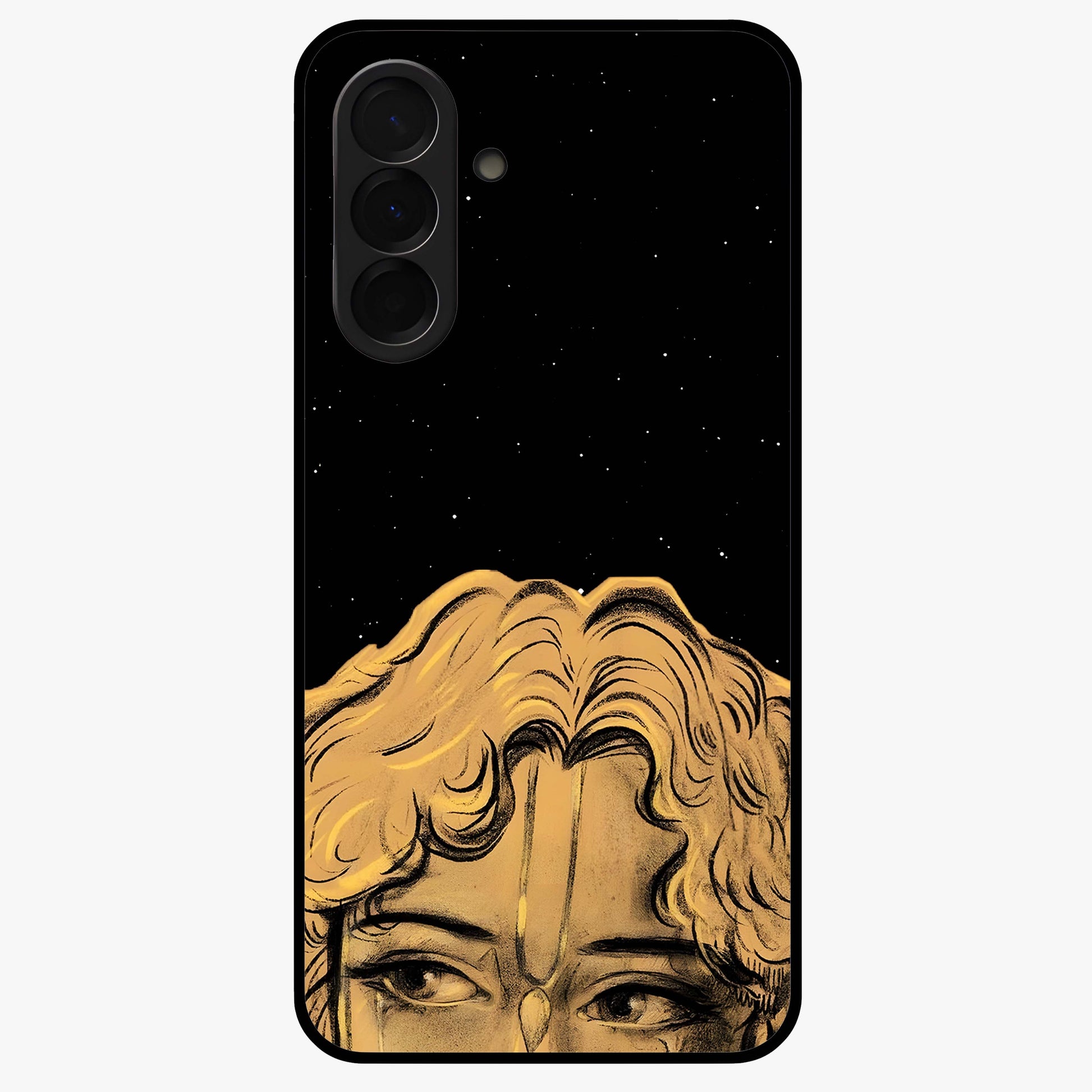 Shri Krishna Art Glass Case showing flat back view with devotional Krishna artwork and glossy glass finish.