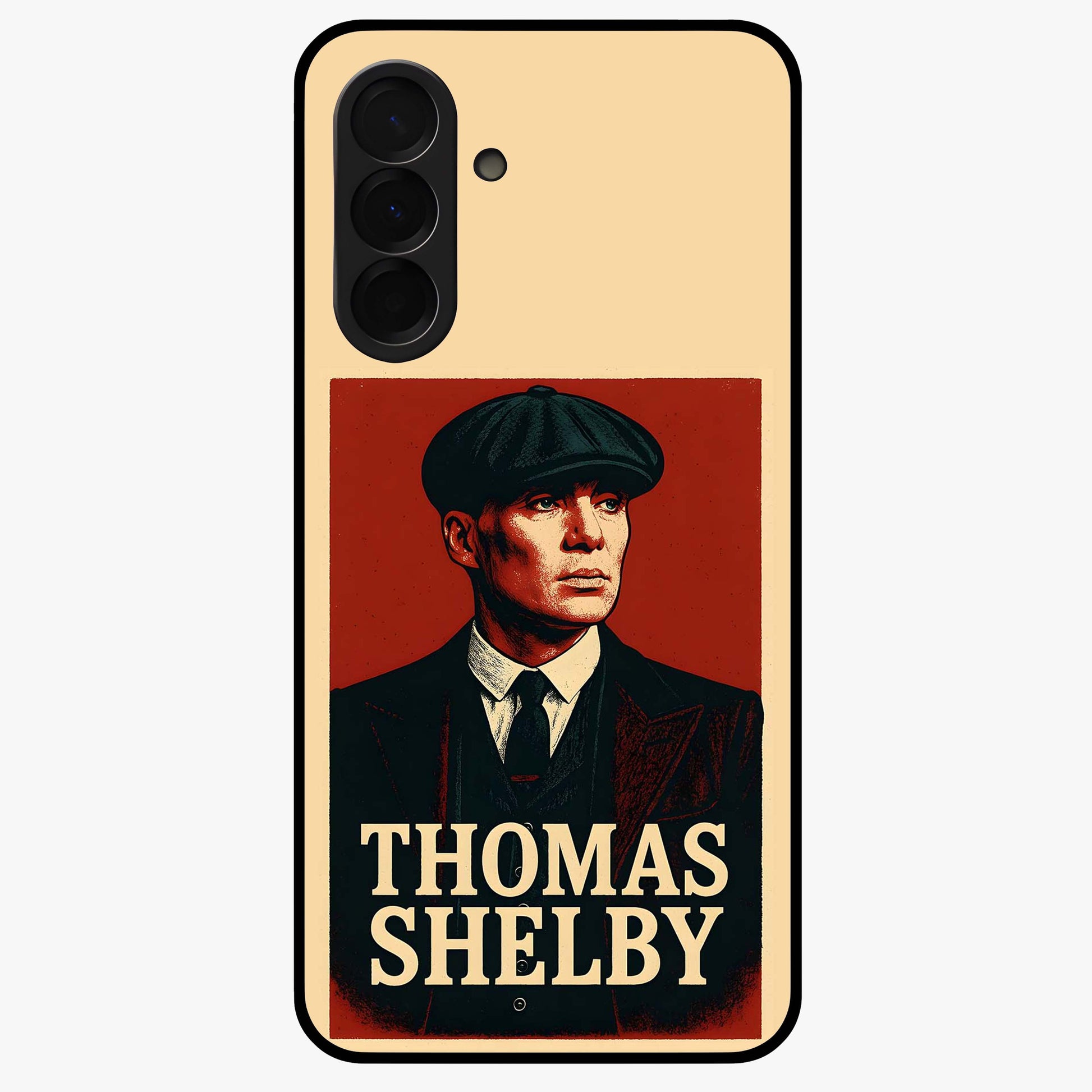 Vintage Mafia Authority Glass Case showing flat back view with bold vintage mafia inspired artwork and glossy glass finish.