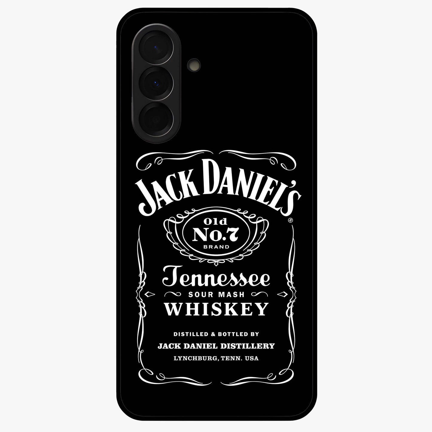 Vintage Whiskey Heritage Glass Case showing flat back view with classic whiskey inspired artwork and glossy glass finish.