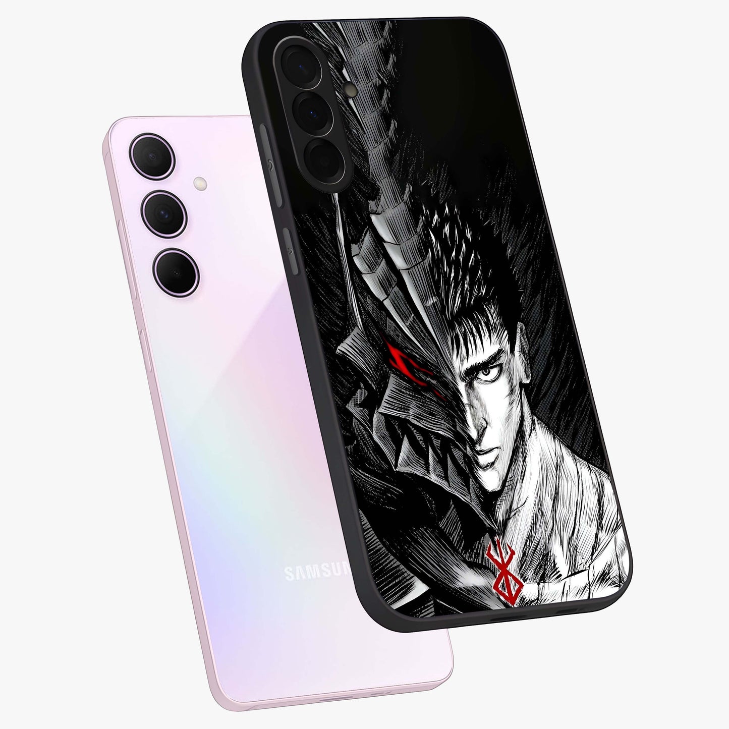 Berserker Blood Oath Glass Case displayed in angled mockup highlighting dark fantasy graphic design and powerful theme.