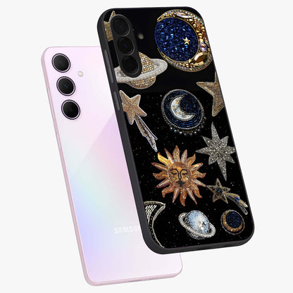Celestial Gem Constellations Glass Case displayed in angled mockup highlighting gemstone inspired constellation design.