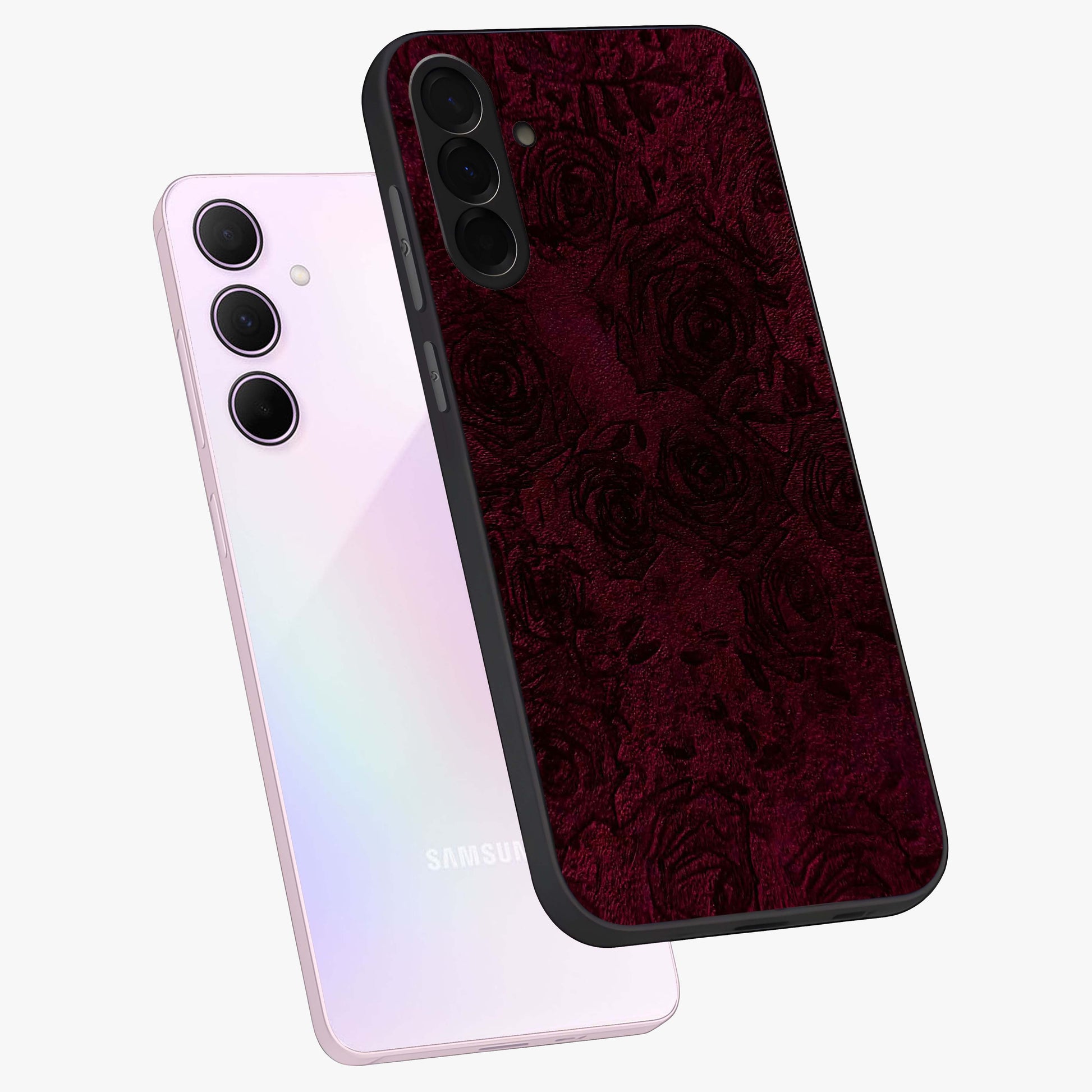 Crimson Fade Flow Glass Case displayed in angled mockup highlighting smooth gradient design with modern aesthetic style.