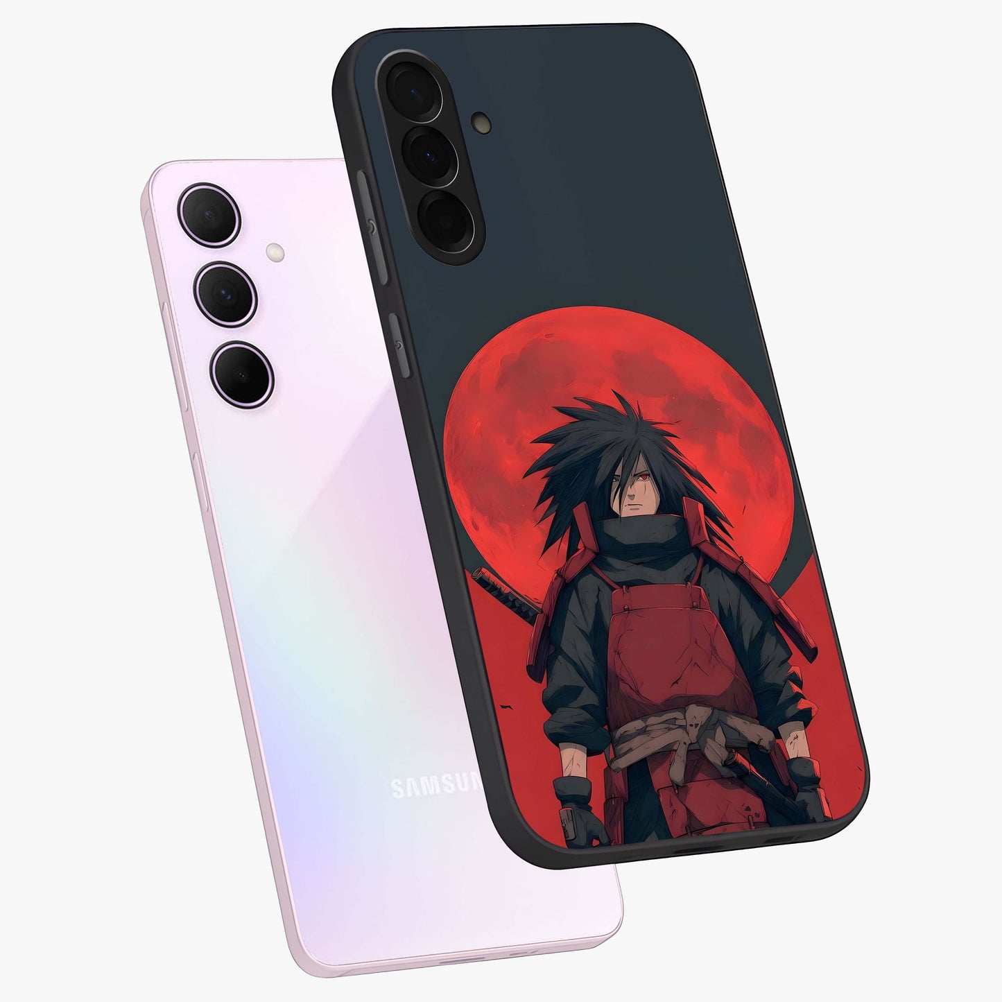 Crimson Moon Warlord Glass Case displayed in angled mockup highlighting dramatic crimson moon design with fantasy aesthetic.