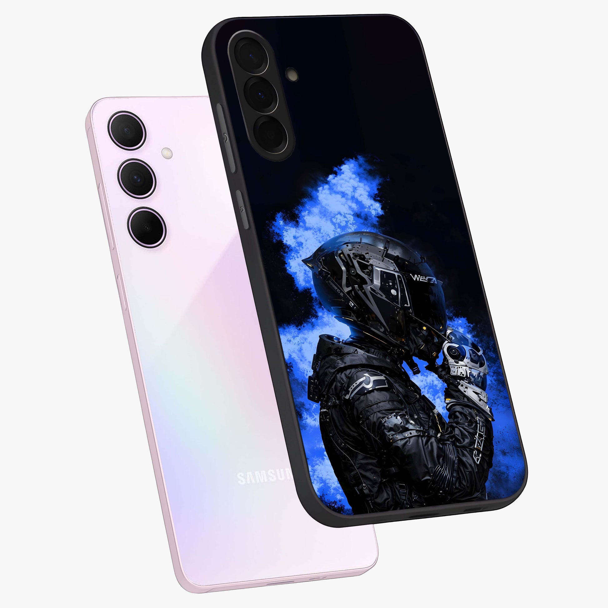 Cyber Sentinel Protocol Glass Case displayed in angled mockup highlighting digital cyber design with sci-fi aesthetic style.