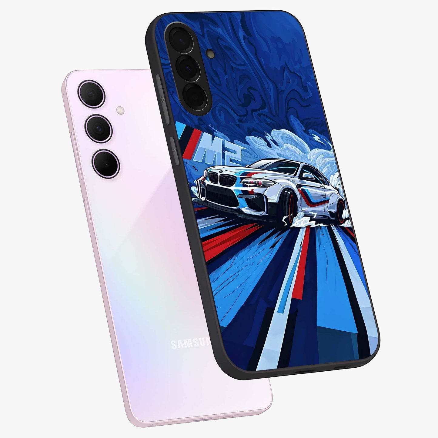 Drift Power Rush Glass Case displayed in angled mockup highlighting powerful drift car design with sporty aesthetic style.
