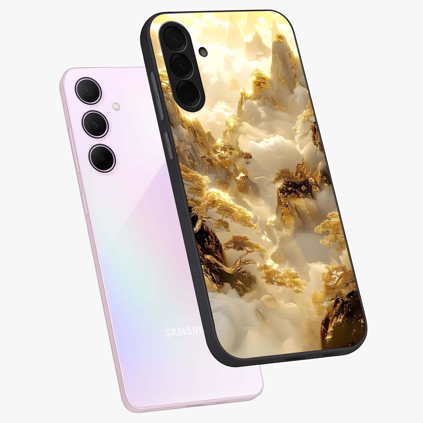 Gates Of Illumination Glass Case displayed in angled mockup highlighting radiant portal inspired design with fantasy aesthetic.