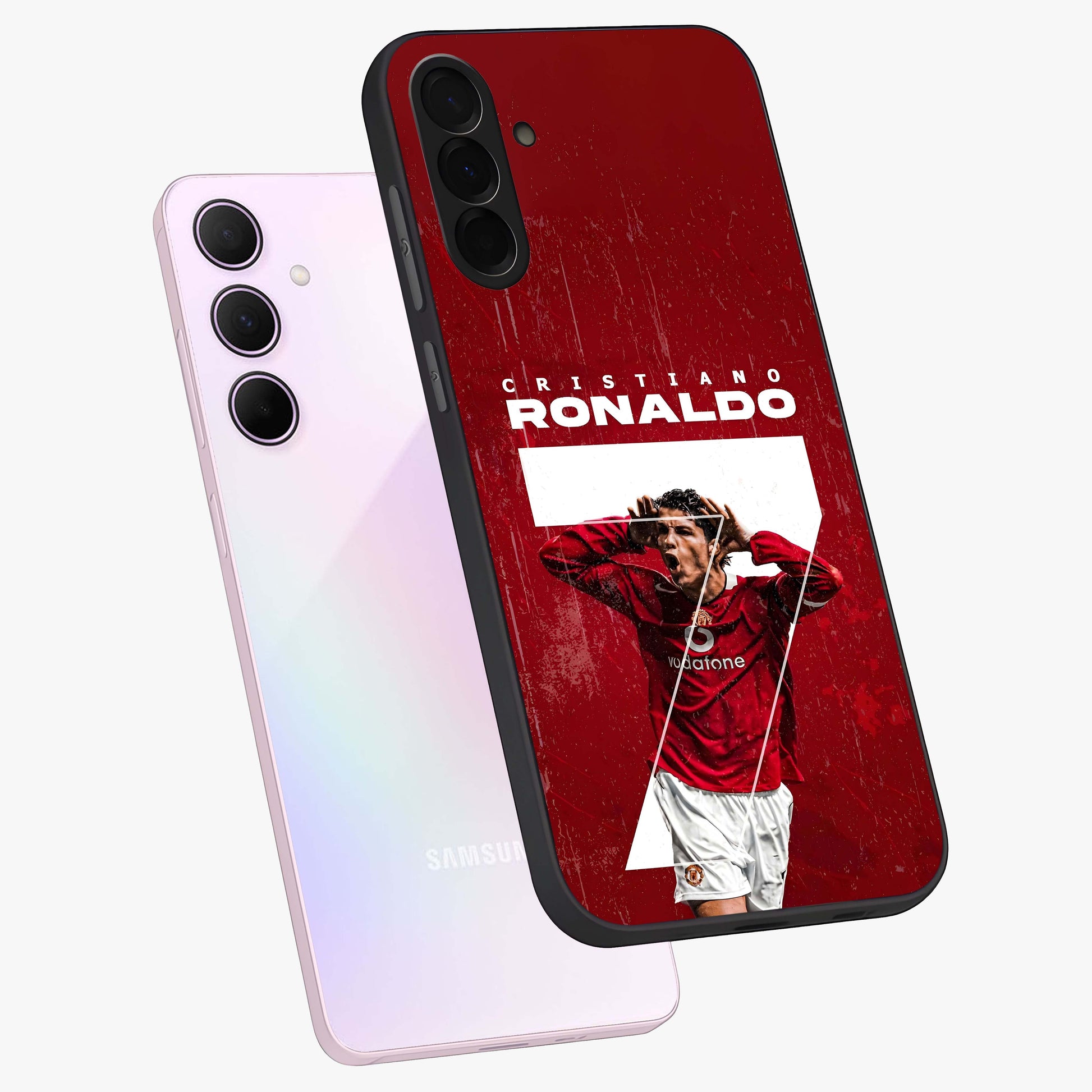 Goal Celebration Legacy Glass Case displayed in angled mockup highlighting energetic sports celebration design with bold athletic theme.