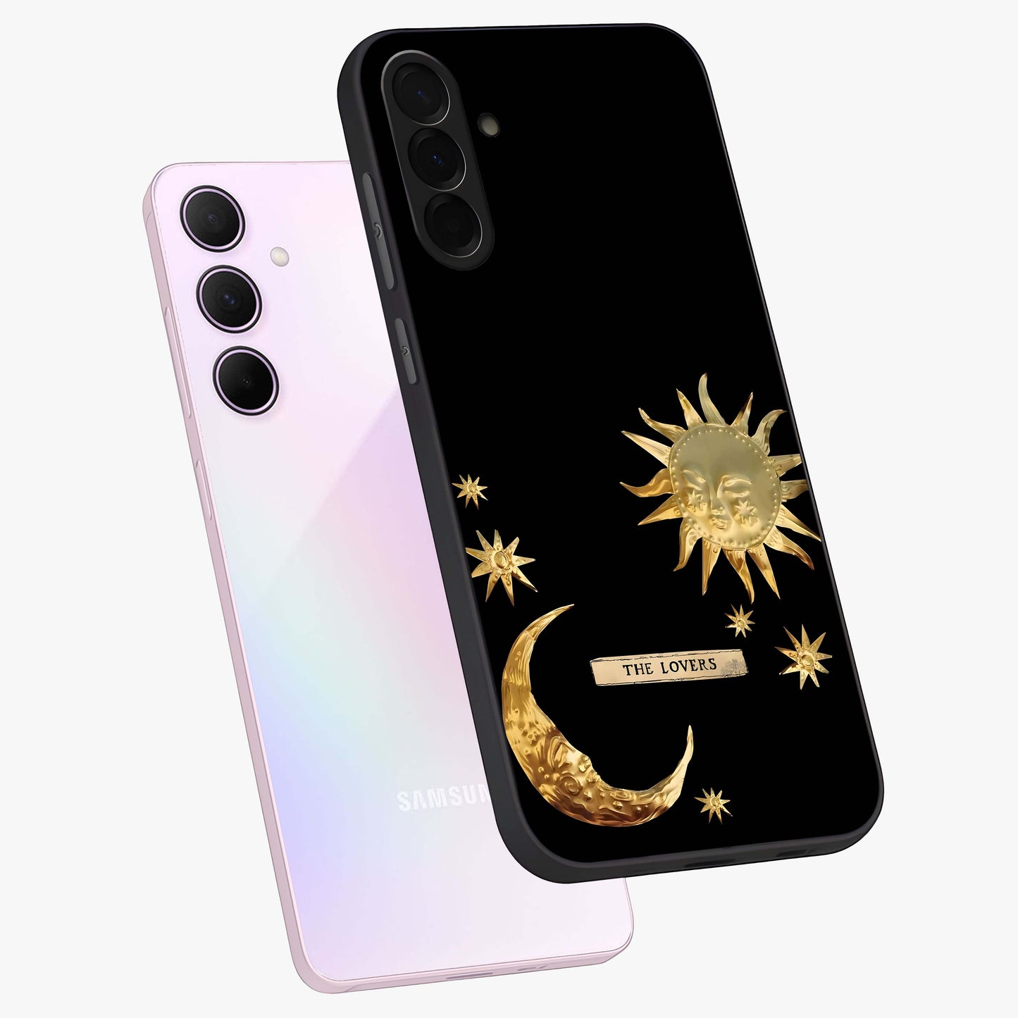 Gold Sun Blush Glass Case displayed in angled mockup highlighting radiant sun design with warm golden aesthetic.