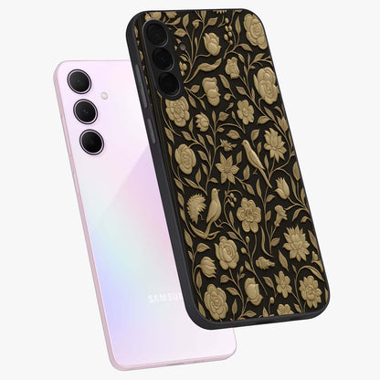 Golden Evil Eye Mandala Glass Case displayed in angled mockup highlighting protective evil eye symbol with golden mandala design.