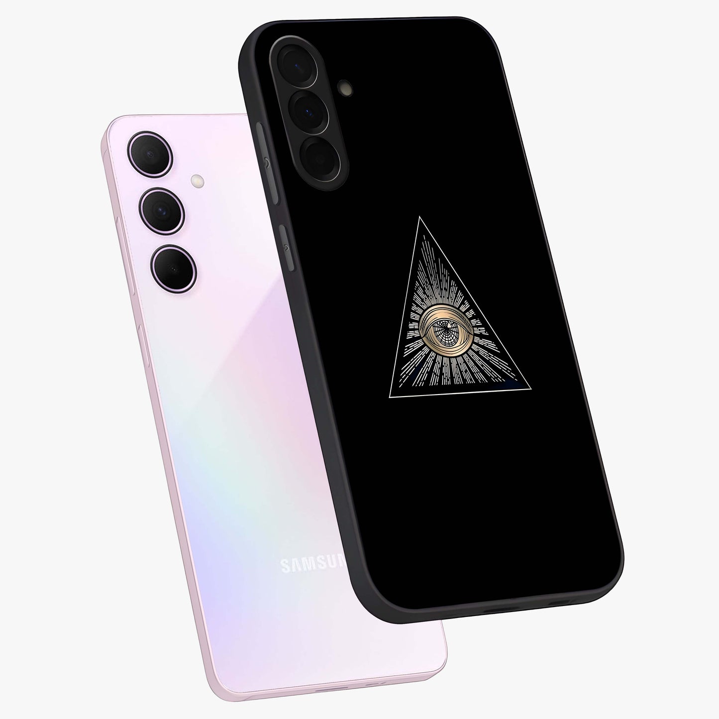 Illuminati Evil Glass Case displayed in angled mockup highlighting dark occult inspired design with bold aesthetic style.