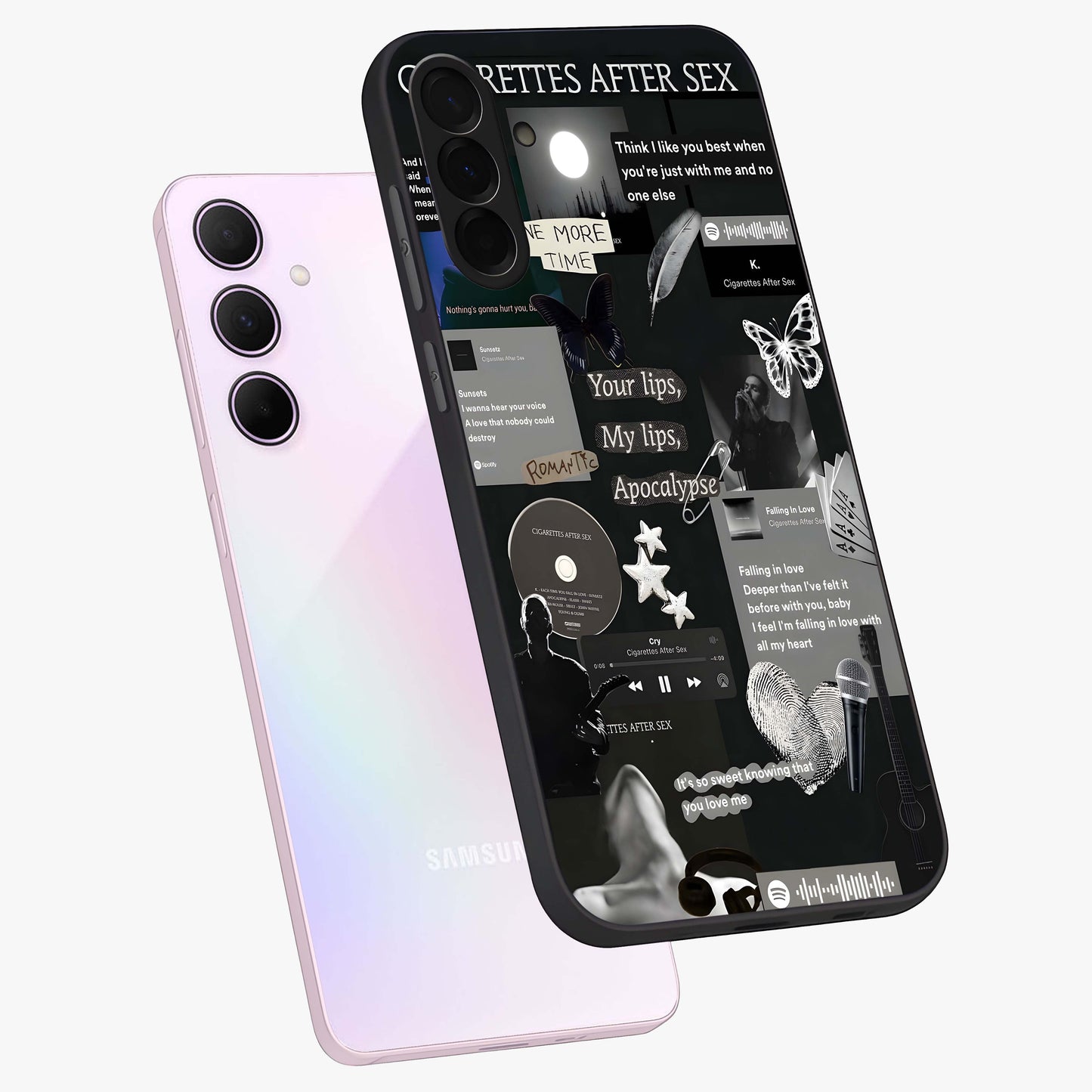 Midnight Love Echo Glass Case displayed in angled mockup highlighting elegant love inspired design with deep aesthetic style.