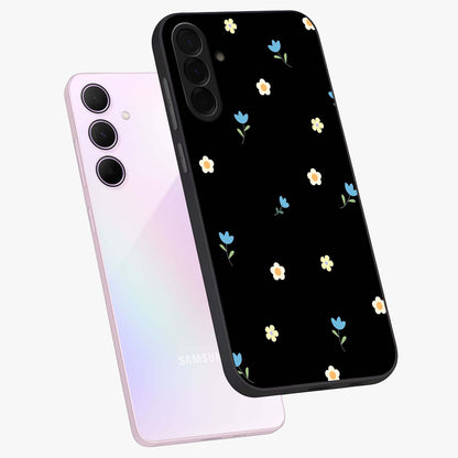 Minimal Petal Whispers Glass Case displayed in angled mockup highlighting delicate petal design with clean minimal aesthetic.