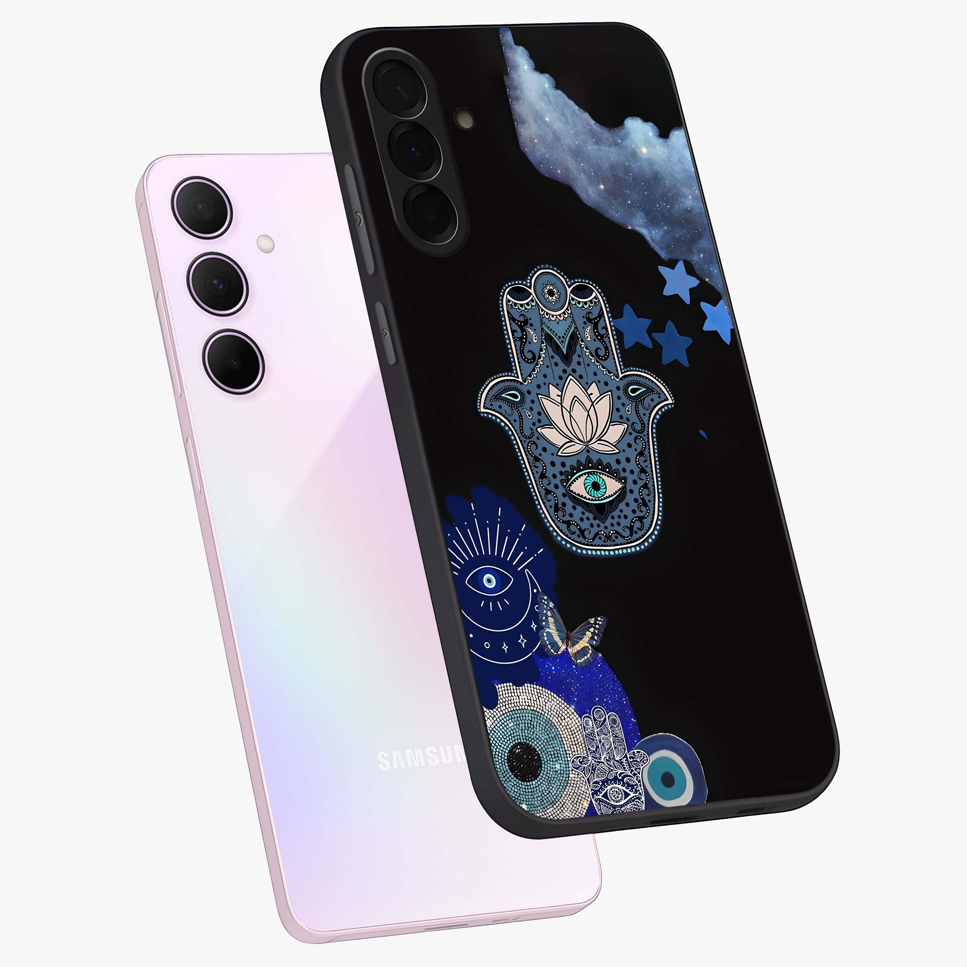 Mystic Hand Aura Glass Case displayed in angled mockup highlighting magical aura design with spiritual aesthetic style.