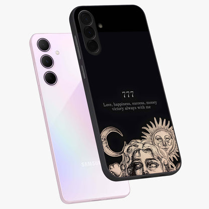 Mystic Victory Aura Glass Case displayed in angled mockup highlighting energetic aura design with bold mystical aesthetic.