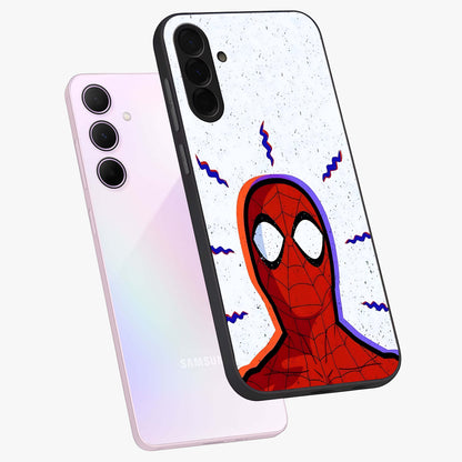 Omg Spiderman Glass Case displayed in angled mockup highlighting dynamic hero illustration with action comic aesthetic.