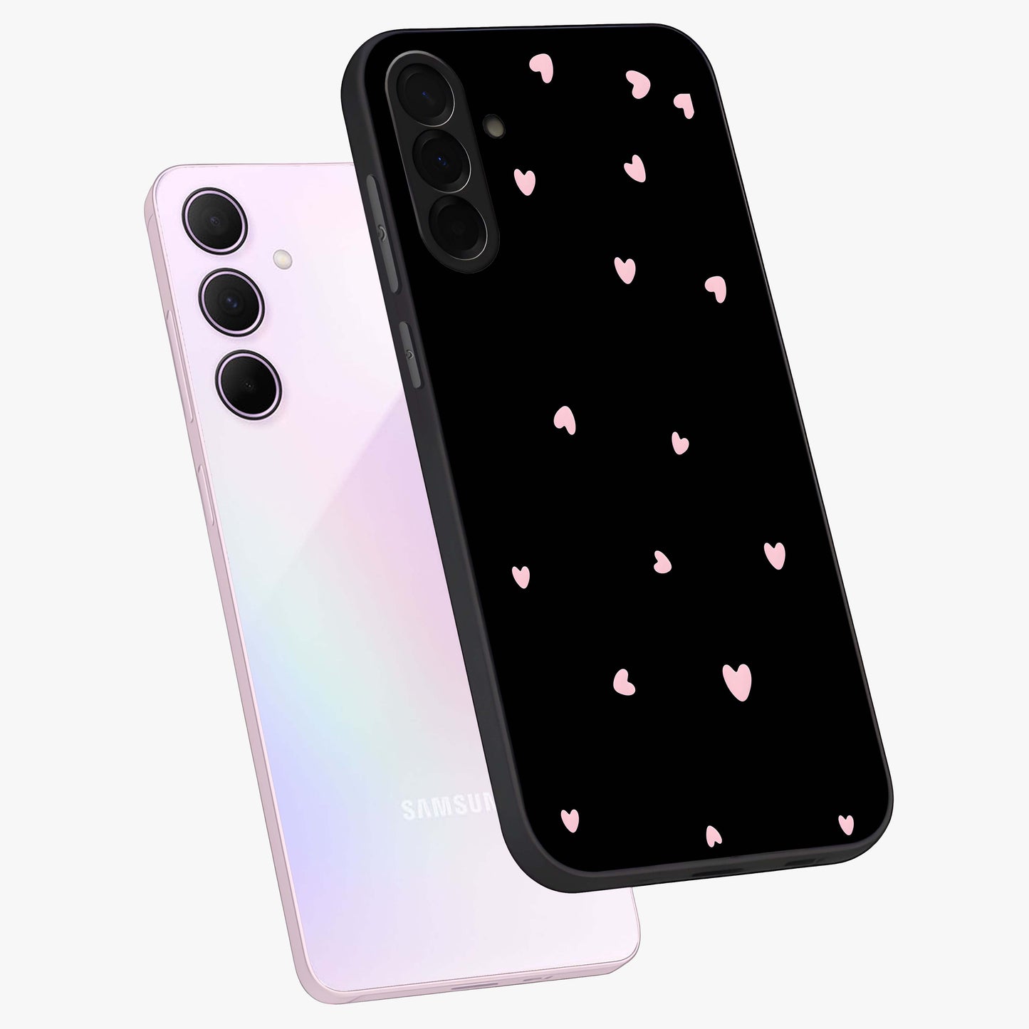 Pink Love Drops Glass Case displayed in angled mockup highlighting cute love drop design with vibrant pink aesthetic.