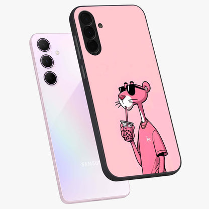 Pink Panther Glass Case displayed in angled mockup highlighting playful cartoon character design with vibrant pink aesthetic.