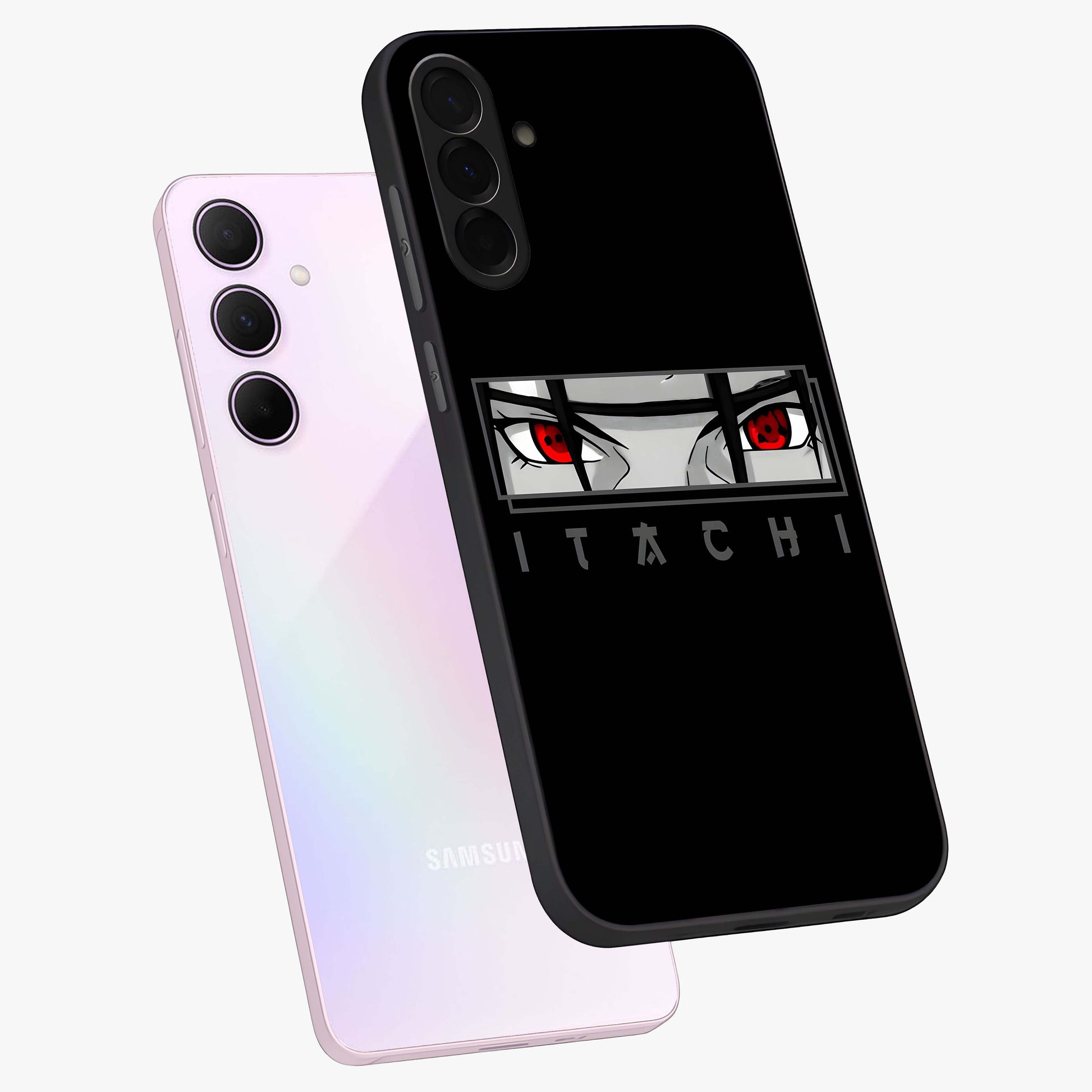 Scarlet Gaze Dominance Glass Case displayed in angled mockup highlighting intense visual design with bold scarlet aesthetic.