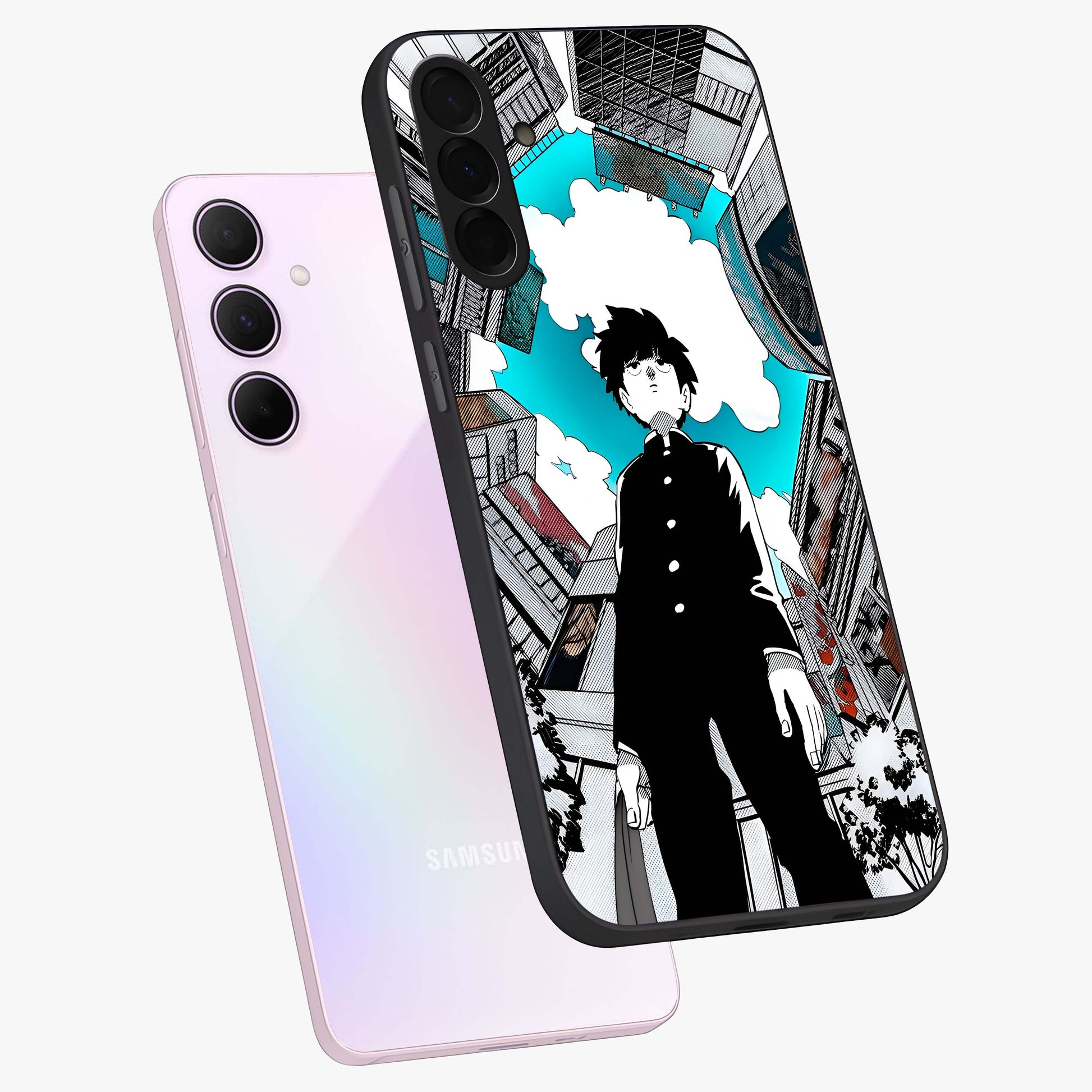 Silent Psychic Awakening Glass Case displayed in angled mockup highlighting spiritual awakening design with cosmic aesthetic.