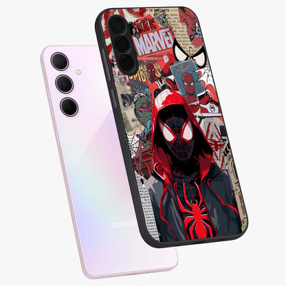 Spider Collage Street Glass Case displayed in angled mockup highlighting dynamic street style collage design with comic aesthetic.