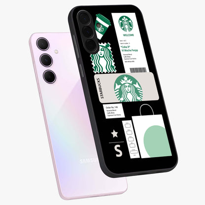 Starbucks Mocha Glass Case displayed in angled mockup highlighting stylish mocha themed design with cozy café aesthetic.
