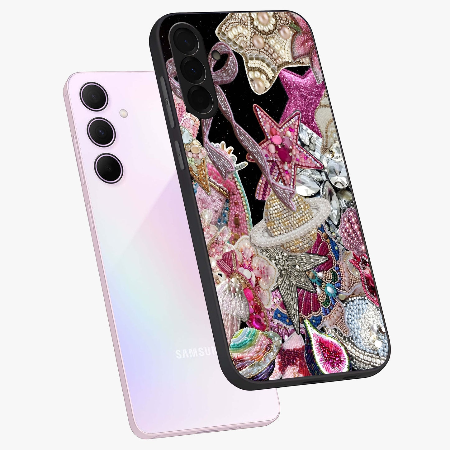Starlit Jewel Dream Glass Case displayed in angled mockup highlighting glowing celestial jewel design with dreamy aesthetic.