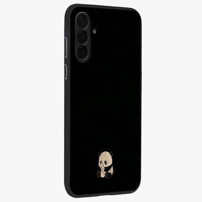 Midnight Panda Love Glass Case upright view showcasing charming panda artwork with playful romantic theme.