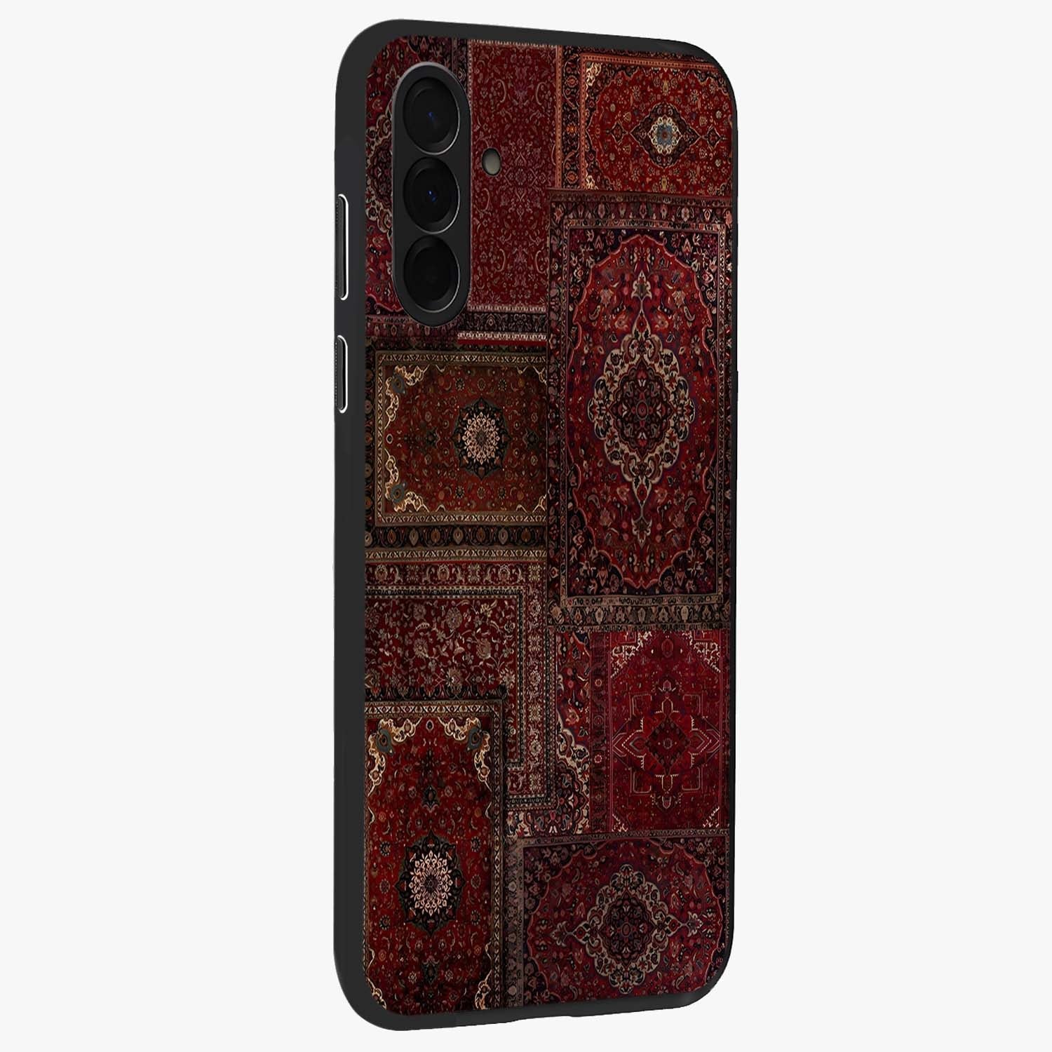 Persian Velvet Tale Glass Case upright view showcasing elegant Persian artwork with classic heritage theme.