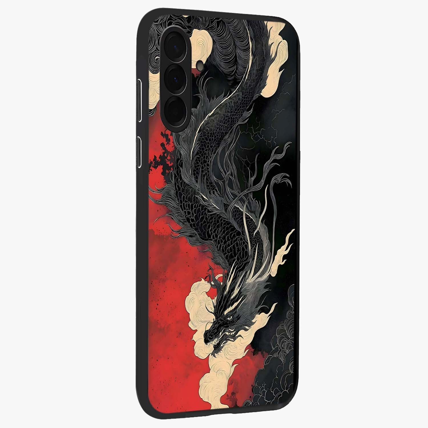 Shadow Dragon Fury Glass Case upright view showcasing intense dragon artwork with dramatic shadow theme.