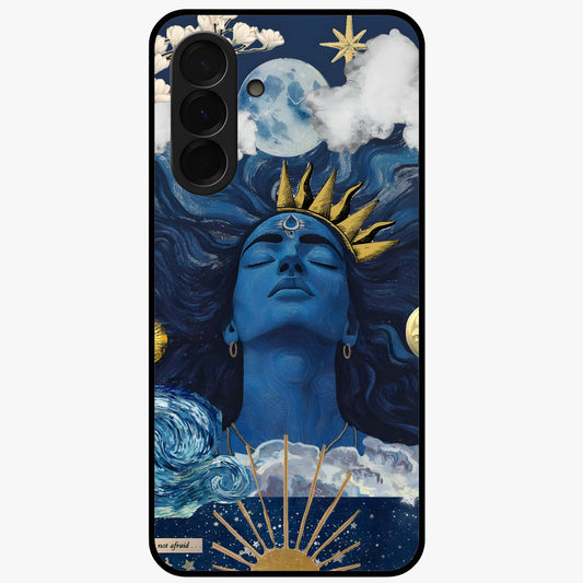 Aesthetic Lord Shiva Glass Case showing flat back view with divine Shiva artwork and glossy glass finish.