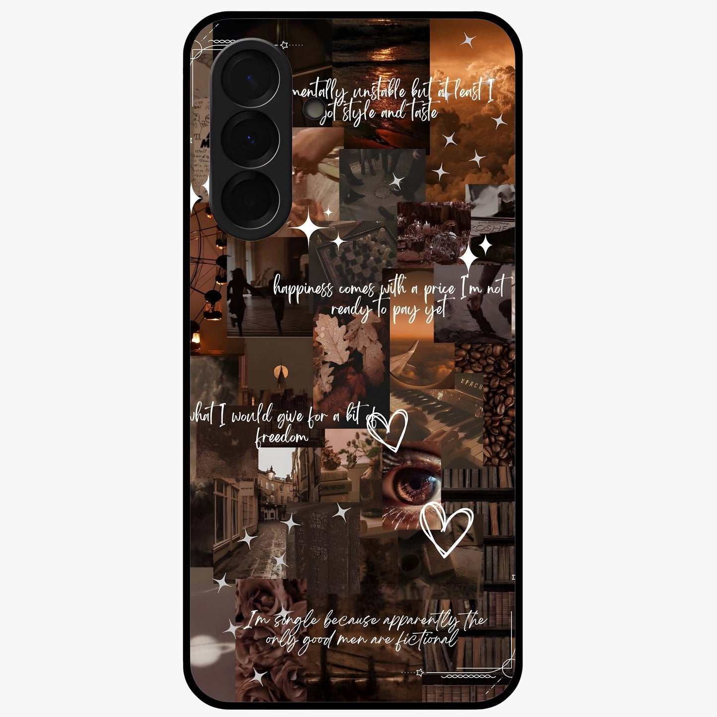 Bittersweet Aesthetic Chaos Glass Case showing flat back view with artistic chaotic aesthetic design and glossy glass finish.