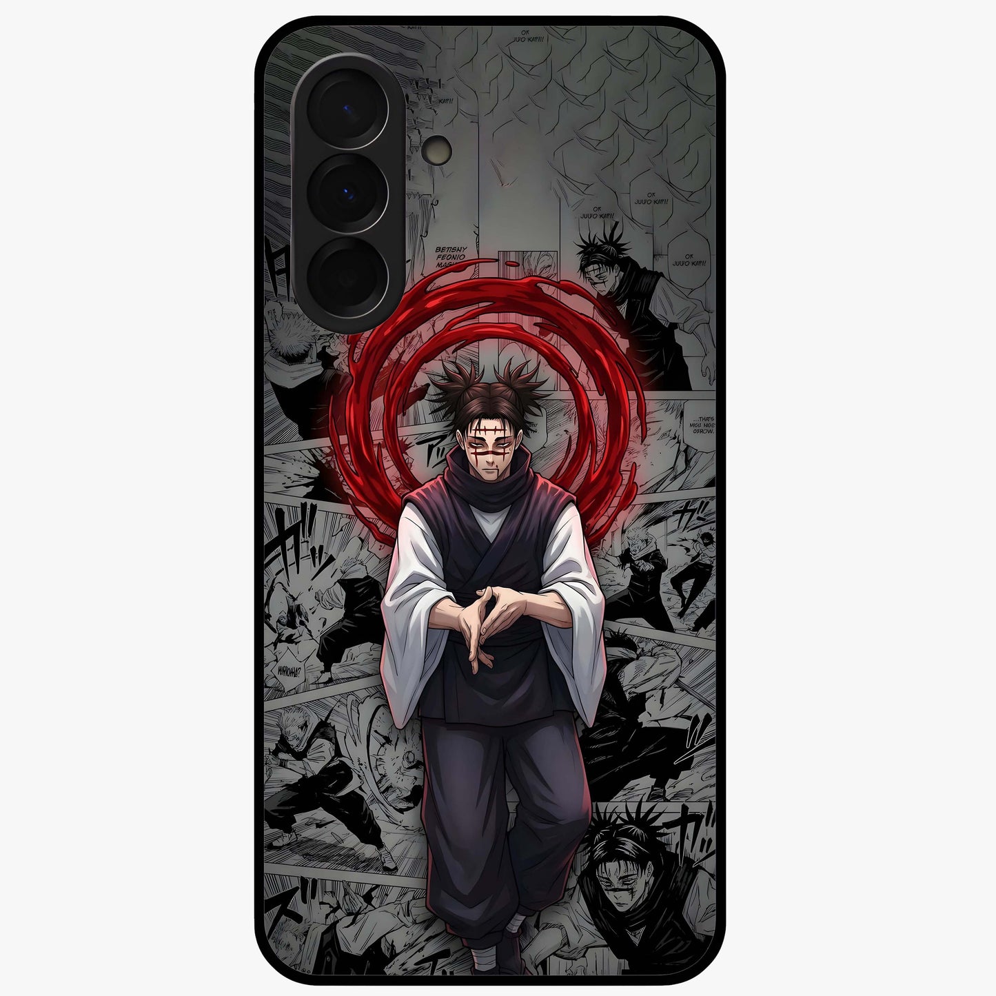 Cursed Ritual Ascension Glass Case showing flat back view with dark ritual themed artwork and glossy glass finish.