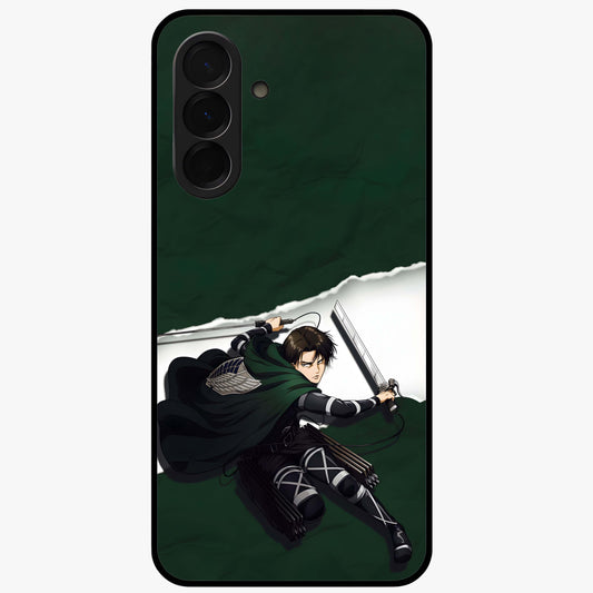 Emerald War Vanguard Glass Case showing flat back view with powerful warrior themed artwork and glossy glass finish.