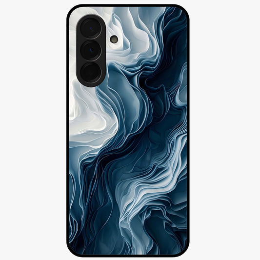 Ethereal Paper Marble Glass Case showing flat back view with soft marble paper texture artwork and glossy glass finish.