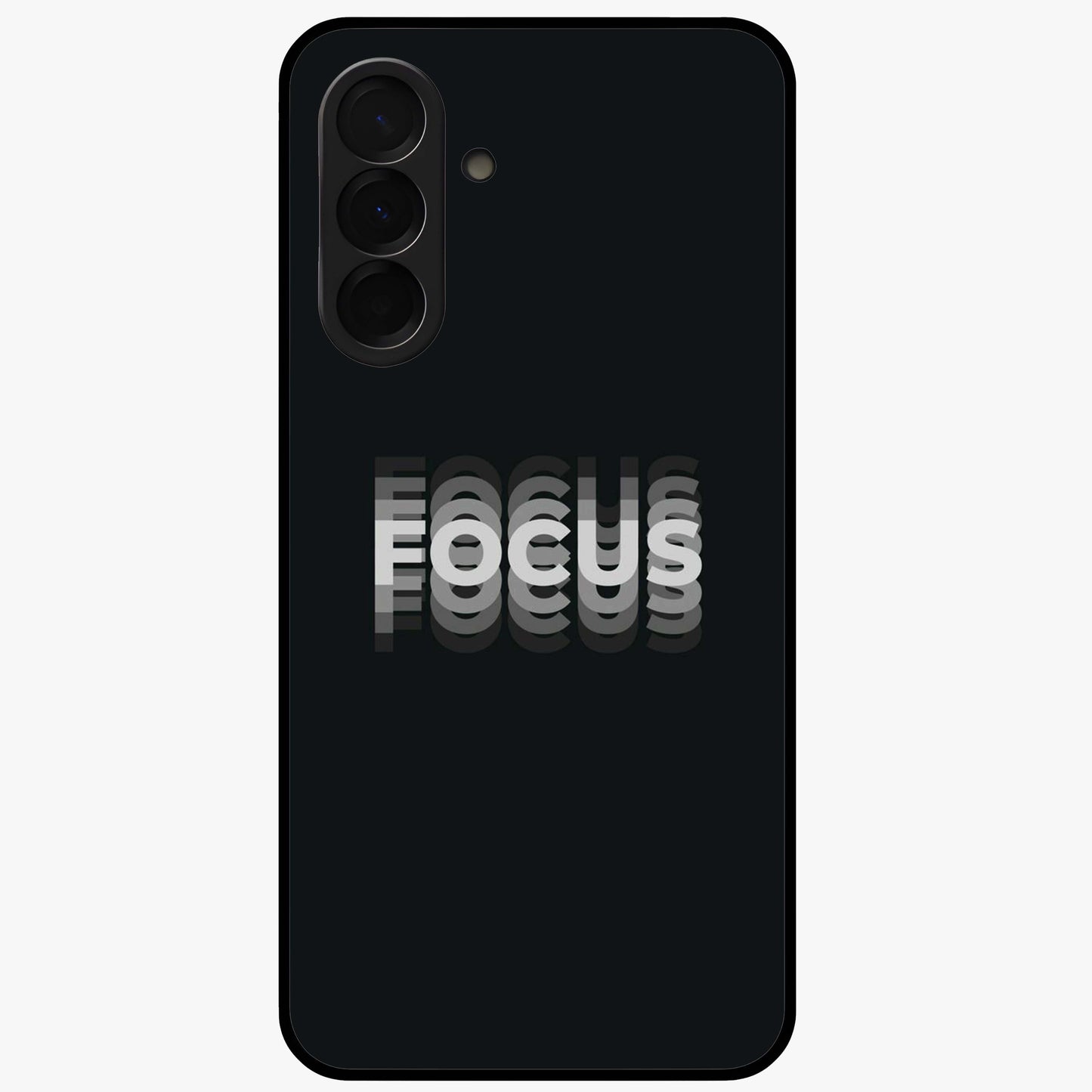 Focused Blade Discipline Glass Case showing flat back view with warrior sword themed artwork and glossy glass finish.