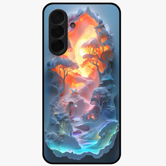 Glow Forest Portal Glass Case showing flat back view with glowing forest portal artwork and glossy glass finish.