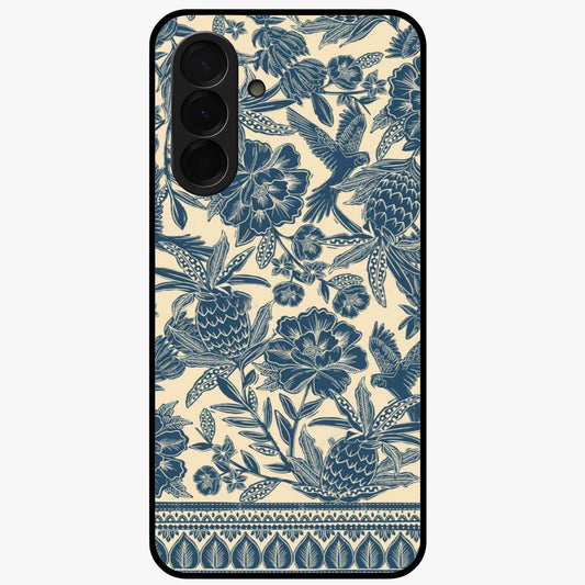 Heirloom Wild Bloom Glass Case showing flat back view with vintage inspired wild flower artwork and glossy glass finish.