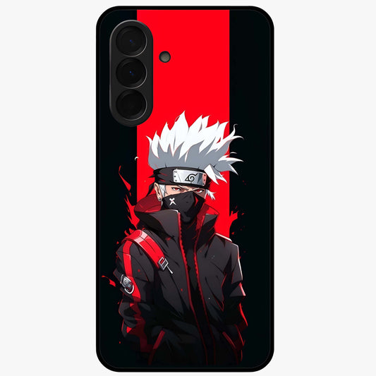 Kakashi Scarlet Shadow Glass Case showing flat back view with powerful anime ninja artwork and glossy glass finish.