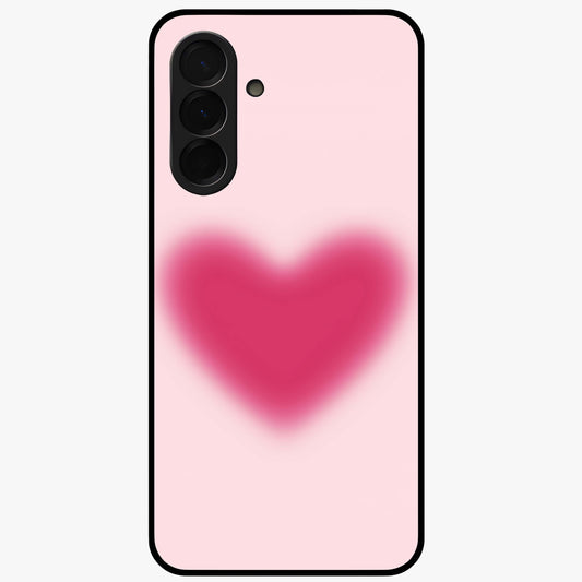 Pink Aura Heart Glass Case showing flat back view with glowing heart artwork and glossy glass finish.