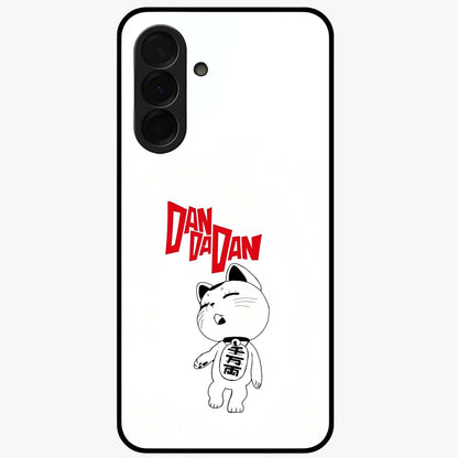 Playful Spirit Charm Glass Case showing flat back view with cheerful charm themed artwork and glossy glass finish.