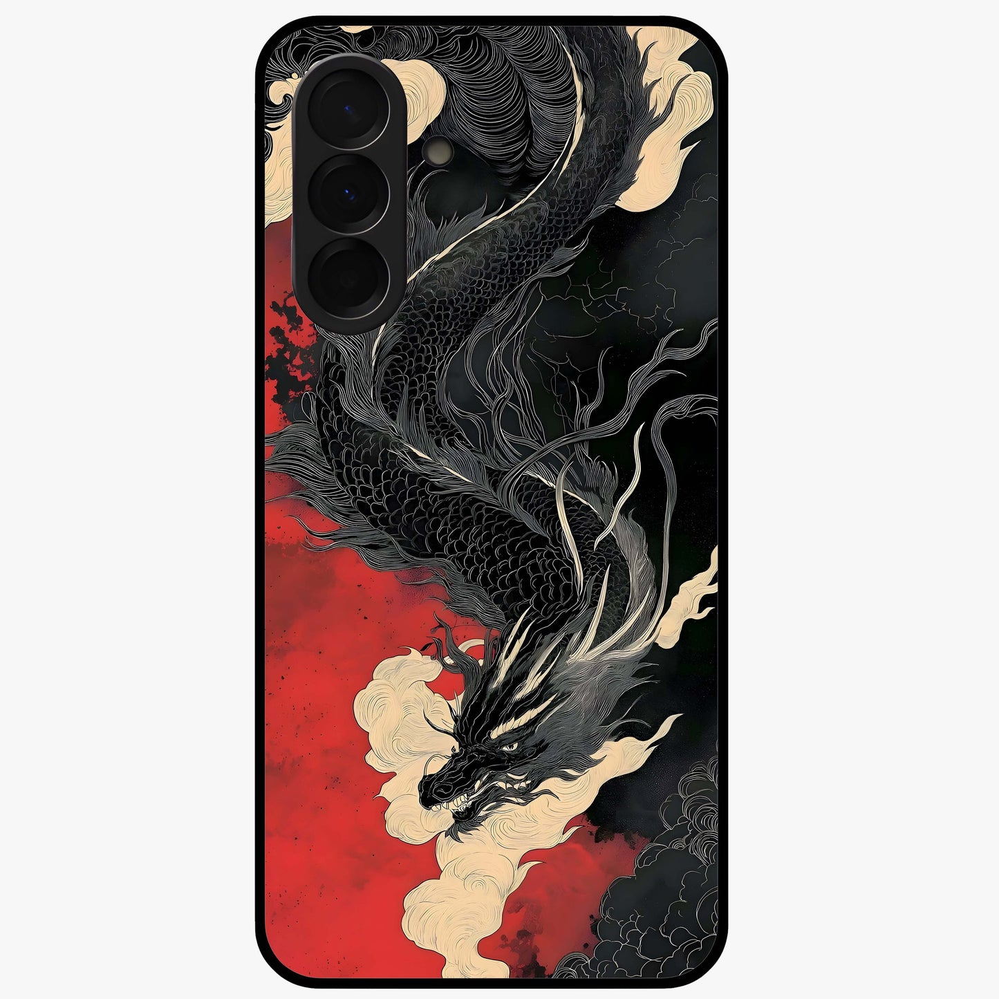 Shadow Dragon Fury Glass Case showing flat back view with fierce dragon artwork and glossy glass finish.
