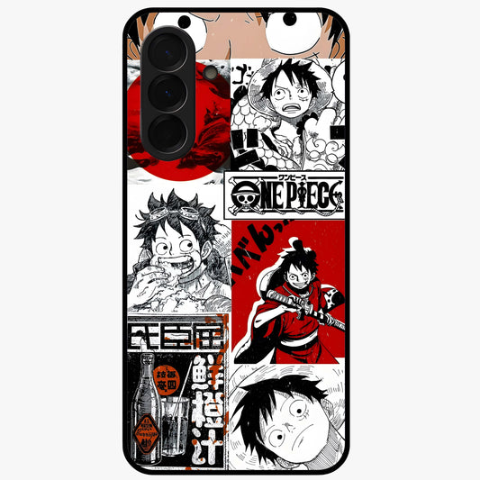 Strawhat Chaos Panels Glass Case showing flat back view with anime inspired chaos panel artwork and glossy glass finish.