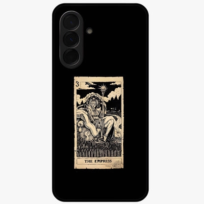 The Empress Glass Case showing flat back view with regal feminine artwork and glossy glass finish.