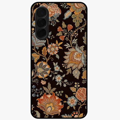 Vintage Floral Dream Glass Case showing flat back view with classic floral artwork and glossy glass finish.