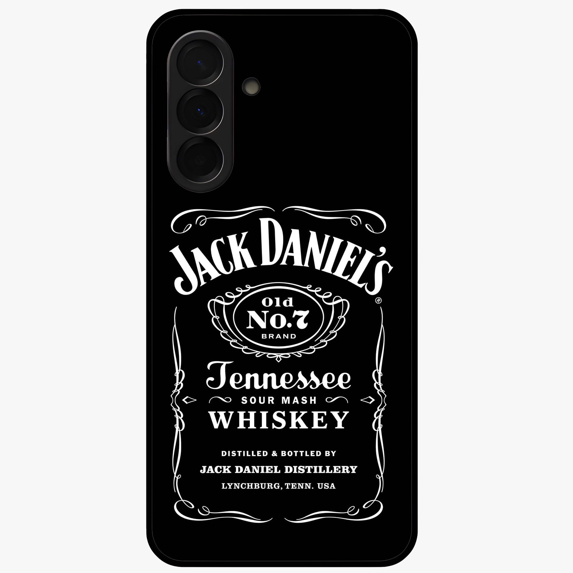 Vintage Whiskey Heritage Glass Case showing flat back view with classic whiskey inspired artwork and glossy glass finish.