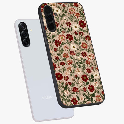 Biege Flower With Leaf Glass Case displayed in angled mockup highlighting minimal floral leaf design and elegant aesthetic.