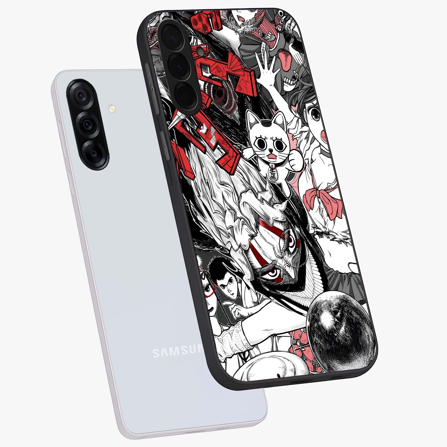 Crimson Chaos Panel Glass Case displayed in angled mockup highlighting chaotic panel style design with modern graphic theme.