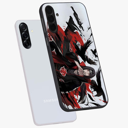 Crimson Crow Illusion Glass Case displayed in angled mockup highlighting mysterious crow graphic with dark aesthetic style.